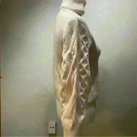 Topshop Turtleneck Pink Cable Knit Sleeve Sweater Size XS 0-2 - Picture 4 of 7